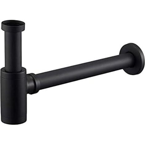 Siphon de Lavabo Noir Universel Tube Siphon de Lavabo Siphon en Acier Inoxydable 1 1/4 x 32mm Salle de Bain Siphon Évier Métal Siphon à Tube Siphon à Tube Syphon Lavabo Reglable Anti Odeur (1/5)