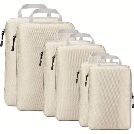 Kit de rangement voyage compression 6 pièces, cubes organisateurs extensibles, pour vêtements, valise et sac à dos (1/5)