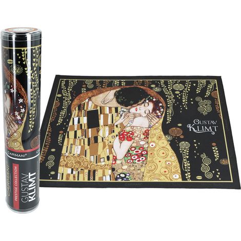 Tischset – G. Klimt. Der Kuss (schwarzer Hintergrund) (carmani)