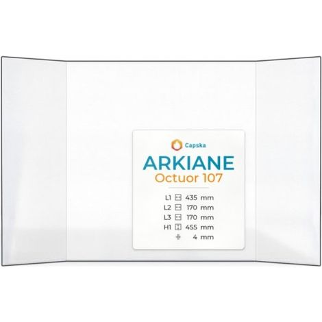 Vitre Arkiane OCTUOR 107 - Verre Prismatique pour poêle à bois - (170 + 435 + 170) x 455 mm (L2+L1+L3 x H1) - 4 mm