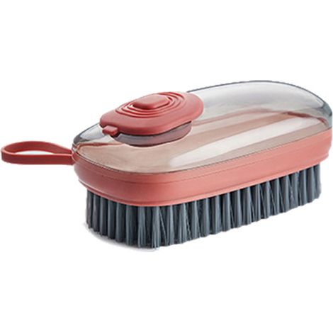 Ajouter une brosse à lessive liquide, brosse à vêtements, brosse à chaussures, brosse de lavage multifonctionnelle pour la maison, la cuisine et la salle de bain (orange corail) (1/5)