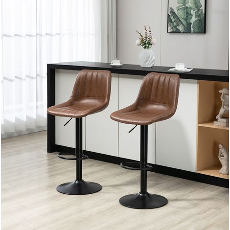 Tabourets de bar réglables, lot de 2, simili cuir marron, hauteur 59-79 cm HAVRYA (1/5)