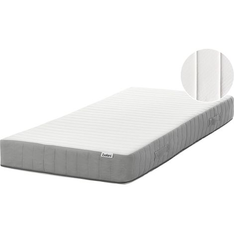 Beliani Memory Foam Pocket Spring Mattress White Springs Fabric, H3/4 Firm Firmness, Filling PU Foam, Does Not Require Assembly, Holds up to 150 kg, For Heavier People SILENT HYBRID 7 PLUS