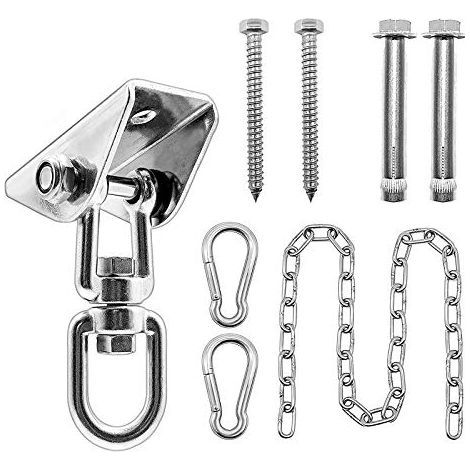 Crochet Plafond Suspension Crochet Balancoire Portique Acier Inoxydable Kit, Lourds Support Fixation Sac De Frappe avec 450kg Capacité 360° Rotation, Hamacs Balancelles et Accessoires, avec Chaîne (1/5)