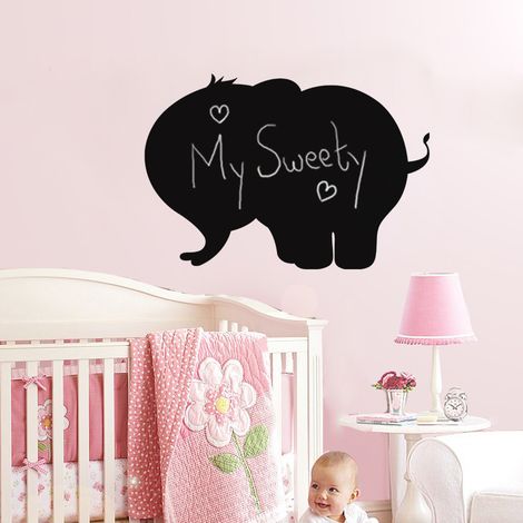 Sticker ardoise tableau noir - stickers muraux adhésif effaçable - SILHOUETTE ÉLÉPHANT - 75X110cm (1/4)