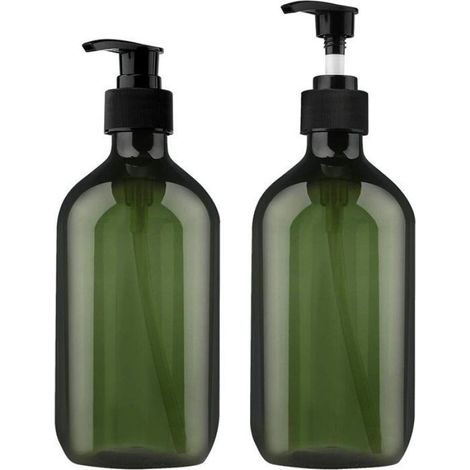Distributeur De Savon - 500 ml - Plastique Vert - Réutilisable - Pour Salle De Bain Cuisine Chambre - Lot De 2 (1/5)