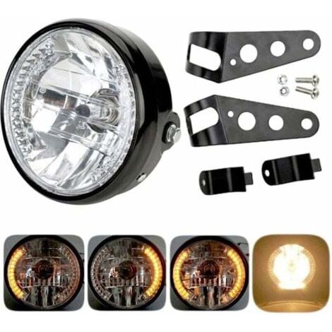 Phare de moto rond - Projecteur LED avec support de montage - LED halogène 12V 7" (1/5)