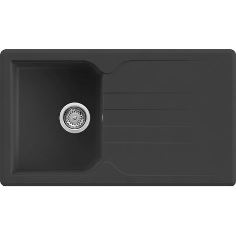 Lavello Quareco incasso 1 vasca con gocciolatoio 86x50 Prime 861 Granito Nero QLP861NE (1/4)