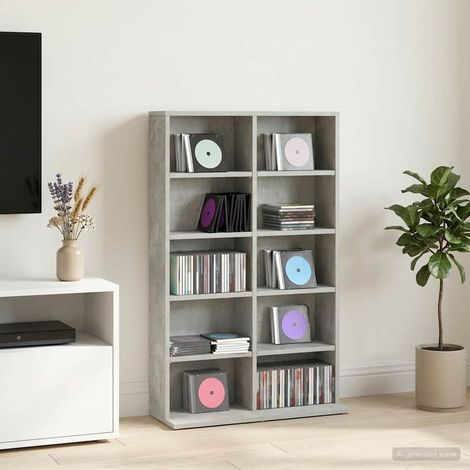 vidaXL CD Cabinet Concrete Grey 65 x 23.5 x 97.5 cm Engineered Wood (1/5)