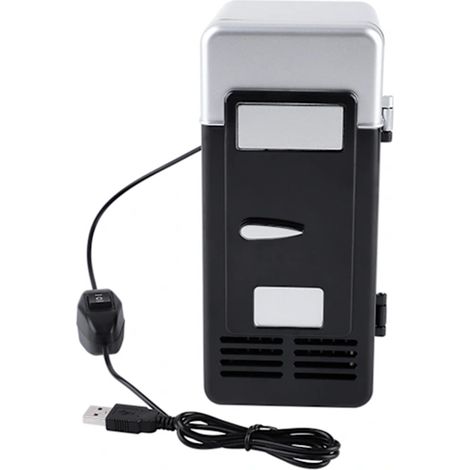 Mini réfrigérateur LED USB pour boissons et canettes - Glacière et chauffe-canettes portable noire (1/5)