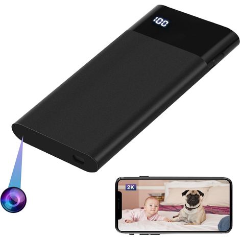 Caméra Espion WiFi 2K Ultra HD sans Fil, 5000mAh Batterie, Détection de Mouvement Intelligente, Alarme sur Téléphone Portable, Vision Nocturne, Alarme par e-Mail,Noir (1/5)