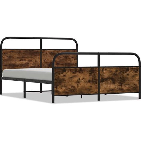 Maison Exclusive - Metallbett ohne Matratze Räuchereiche 200x200