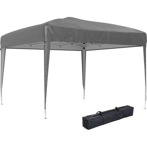 Outsunny carpa plegable 3x3 m, pop-up, cenador pabellón de jardín, altura ajustable con bolsa de transporte, anti-uv, impermeable, gris