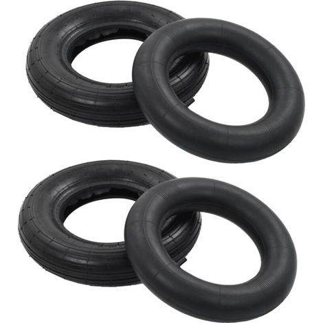 Pneu de brouette et chambre à air 4 pcs 3.50-8 4PR Caoutchouc (1/5)