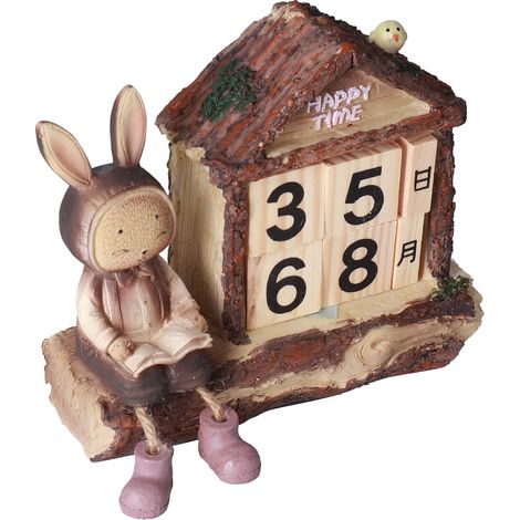 Calendrier Bloc Bois Lapin Mignon Déco Bureau Maison - Agenda Décoratif Cartoon (1/5)