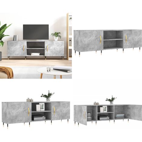 Meuble TV gris béton 150x30x50 cm bois d'ingénierie - Meuble de télévision - Bois d'ingénierie (1/5)