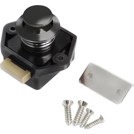 Cerradura con botón pulsador, Mecanismo de botón pulsador, Compatibilidad versátil, Pequeño color negro (1/2)
