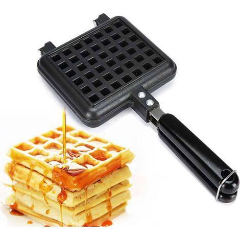 Manuelles Waffeleisen, Aluminium-Waffelform für den Herd mit Antihaftbeschichtung innen und Griff