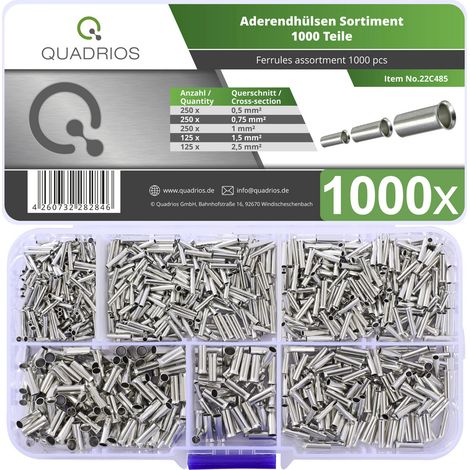 Quadrios 22C485 Aderendhülsen-Sortiment  Unisoliert  1000 St.