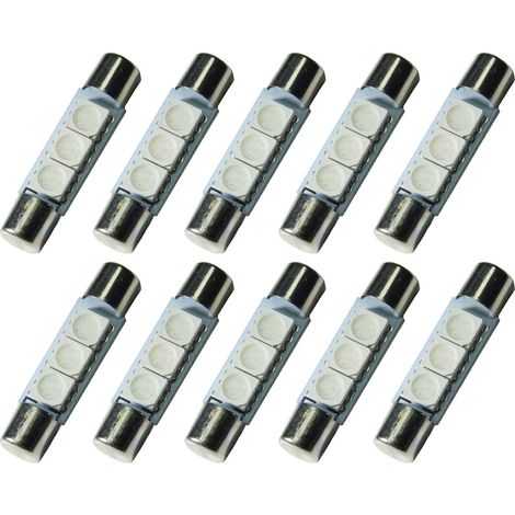 10 x LED 5050 3SMD Fuse Bulb Festoon Dome Interior and Car Interior Lighting Sun Visor Vanity Mirror Light (29mm, Blue) (1/3)
