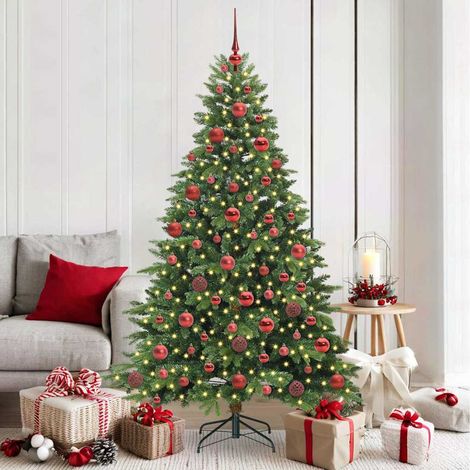 Künstlicher Weihnachtsbaum mit 300 LEDs Grün 180 cm PE und PVC