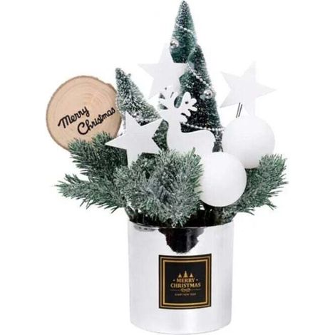 Albero di Natale artificiale in vaso, alberi di Natale in miniatura per l'ufficio, vaso artificiale (1/4)
