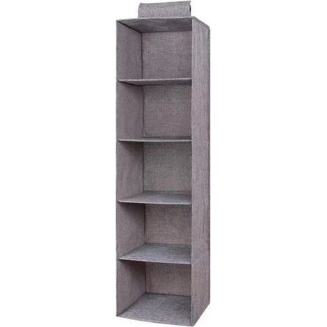 Garde-Robe Suspendu Sac de Rangement Intercalaire Tiroir Type Cintres Titulaire Organisateur Portable Suspendu (5 Couches) (1/4)