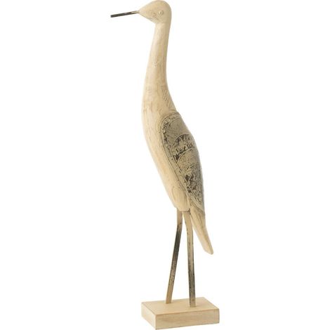 Statue Déco Oiseau en Bois "Denny" 62cm Naturel (1/3)
