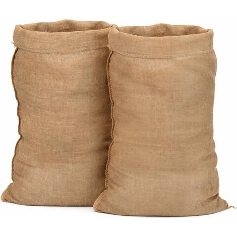 Lot 2 Sacs en Toile de Jute Naturelle 60 x 100cm - 50 Kg -Stockage Jardin, Pomme de Terre, Déchets Verts, Brun (1/5)