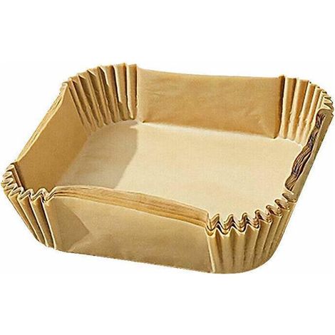 Papier de cuisson jetable carré pour friteuse à air chaud, antiadhésif, imperméable, couleur bois. (1/5)