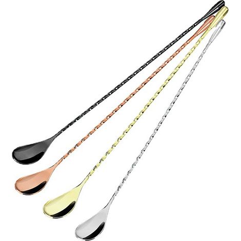 Lot de 4 cuillères à pêche en forme de goutte d'eau - Cuillère à pêche torsadée de 30 cm - coloris naturel, or rose, or et noir canon de fusil