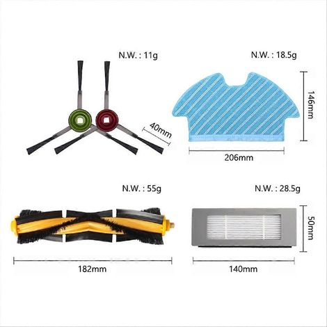 Für Ecovacs Debot OZMO 900 905 DN55 Saugroboter Ersatzteile Hauptseitenbürste HEPA-Filter M()