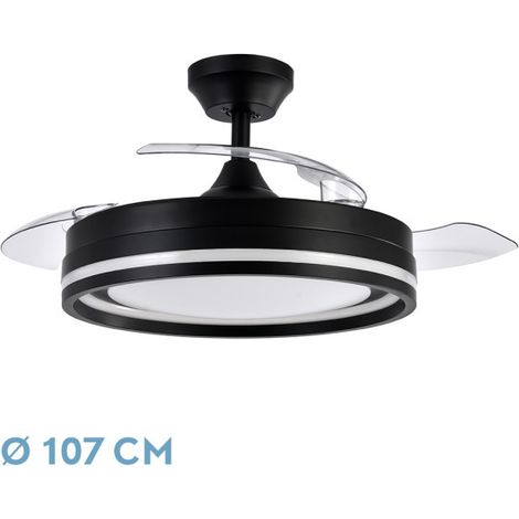 Ventilador de techo LED "Cerrato" regulable con control remoto (72W 3CCT 7200lm) IP20 Ø107cm color negro (1/3)