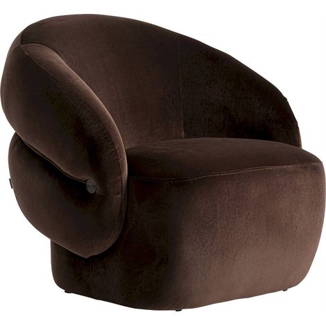Fauteuil contemporain en velours chocolat - chocolat (1/5)
