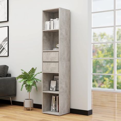Bibliothèque, Étagère de Rangement, Meuble pour Dossier, Armoire de Rangement Gris béton 36x30x171 cm Aggloméré AXZ80512 (1/5)