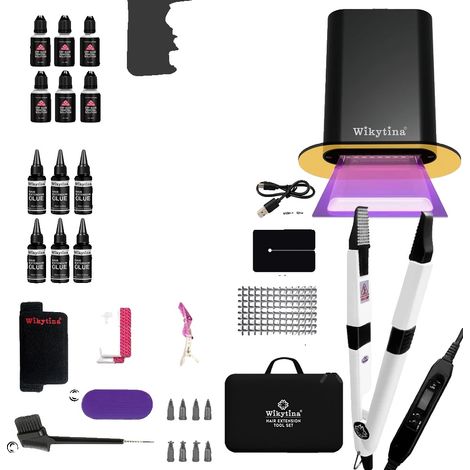 Kit d'extensions capillaires, colle UV, outils de retrait faciles, ENSEMBLE-3 (1/2)
