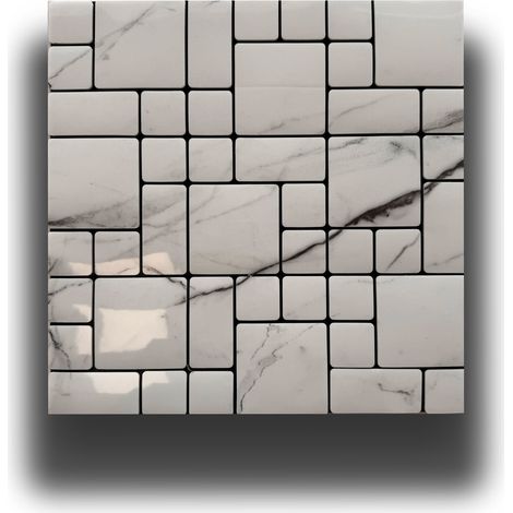 Piastrelle 3D Autoadesive in PET acustiche e isolanti 30x30cm (4mm spessore) MOSAICO CARRARA