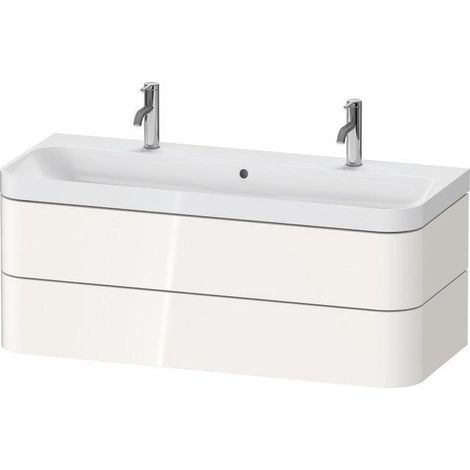 Ensemble lavabo HAPPY D.2 PLUS 1175x490mm, un trou de robinetterie, blanc super mat