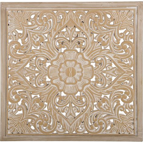 Decoración de pared de madera clara 60 x 60 cm cuadrado oriental Yonora (1/5)