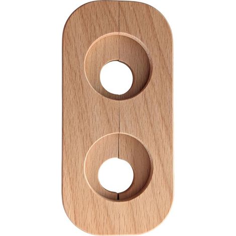 Doppelrosettenheizkörper aus Buche - 16 mm Bohrung - Variabler Rohrabstand 41-66 mm - 122 x 58 mm - Lackiertes Holz - Rohrabdeckung, Heizrosette - Hergestellt in Österreich (16 mm Buche) (1/5)