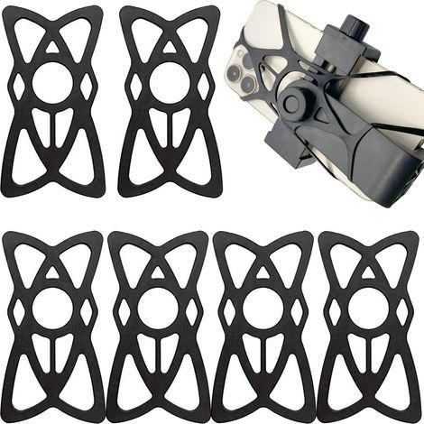 6 Pièces Attache Telephone Velo, Support de Téléphone pour Vélo, Sécurité en Caoutchouc pour Support de Téléphone, pour Vélo, Moto Guidon Scooter (Noir) (1/5)