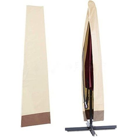 Housse Parasol Jardin Extérieur,Couverture Protection pour Parasol en 600D Oxford Imperméable avec Sac de Rangement pour Terrasse,Jardin Anti-UV/Vent (200x60x55cm Beige Café)- (1/5)