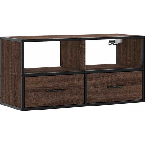 Meuble TV,Banc TV,Armoire TV chêne marron 80x31x39,5 cm bois d'ingénierie et métal CFW379683 (1/5)