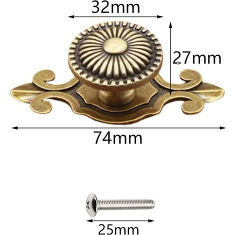 5 Pièces Boutons de Meubles Boutons de Placard Vintage Boutons de Tiroir Bouton de Porte Poignée de Meuble Ancien Bouton D'armoire Rond Boutons de Commode avec Vis (1/3)