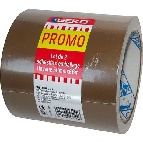 Nastro adesivo per imballaggio Havana Promo 50mmx66m confezione da 2 - Geko