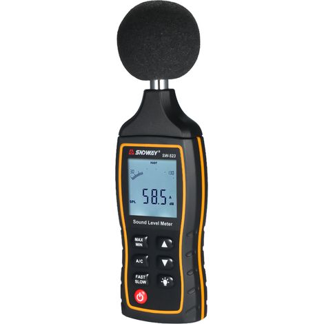 SNDWAY Hochpräzises digitales LCD-Schallpegelmessgerät 30–130 dB, Dezimeter-Anzeige mit Frequenzbewertung A und C für Schallpegelmessungen