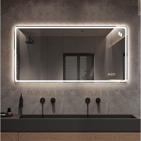 Specchio LED bagno 60 x 120 cm antiappannamento touch senza cornice DESVIAE (1/5)