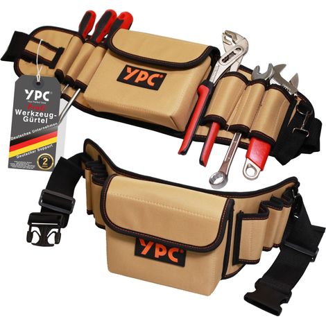 Ceinture à outils avec grande poche à clous, 7 poches plaquées et une boucle pour marteau, sac à outils vide, sac banane pour outils (1/5)