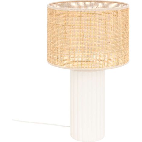 Lampe cylindre en cannage et céramique TYLIA (1/4)