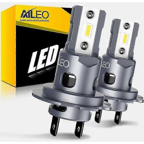Lot de 2 phares LED H7 Canbus 6000K sans fil turbo ultra-lumineux CSP LED non polarisé 15000lm 12V 1:1 Mini Design IP68 (1/4)